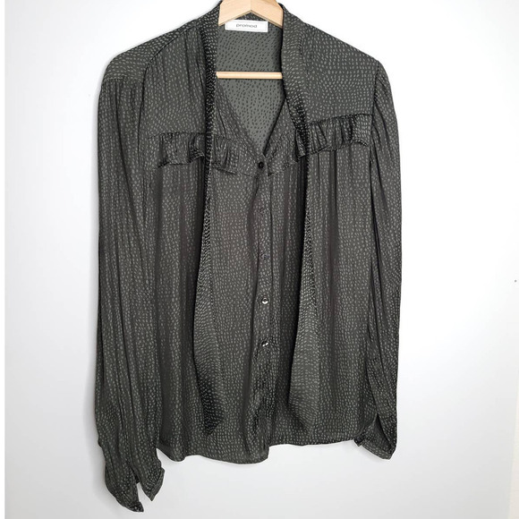 Promod Tie Neck Long Sleeve Blouse - Picture 1 of 8